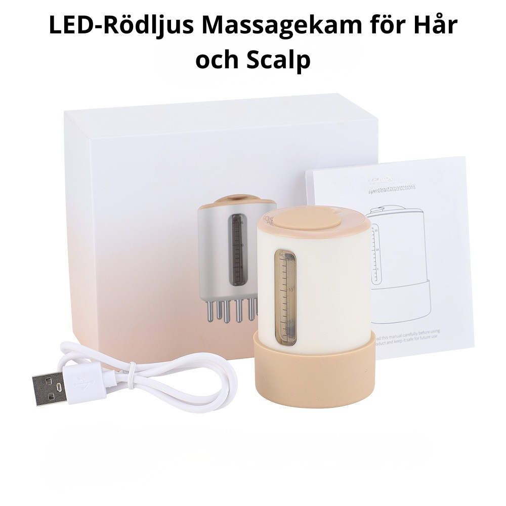 LED-Rödljus Massagekam för Hår och Scalp